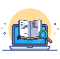 book and laptop education cartoon icon